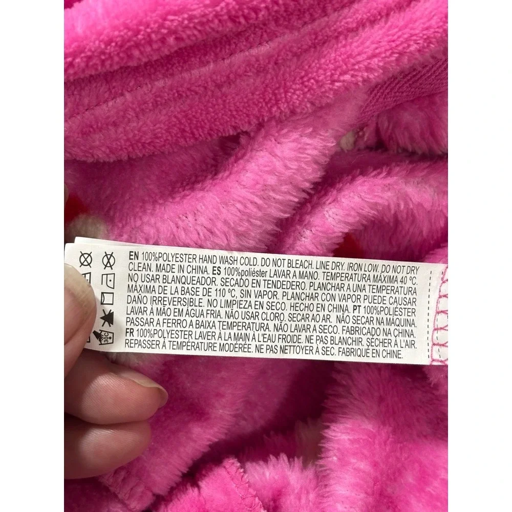 Forever 21 Kids Girls 9/10 Pink Santa Hooded One Piece‎ Pajamas Christmas Cozy